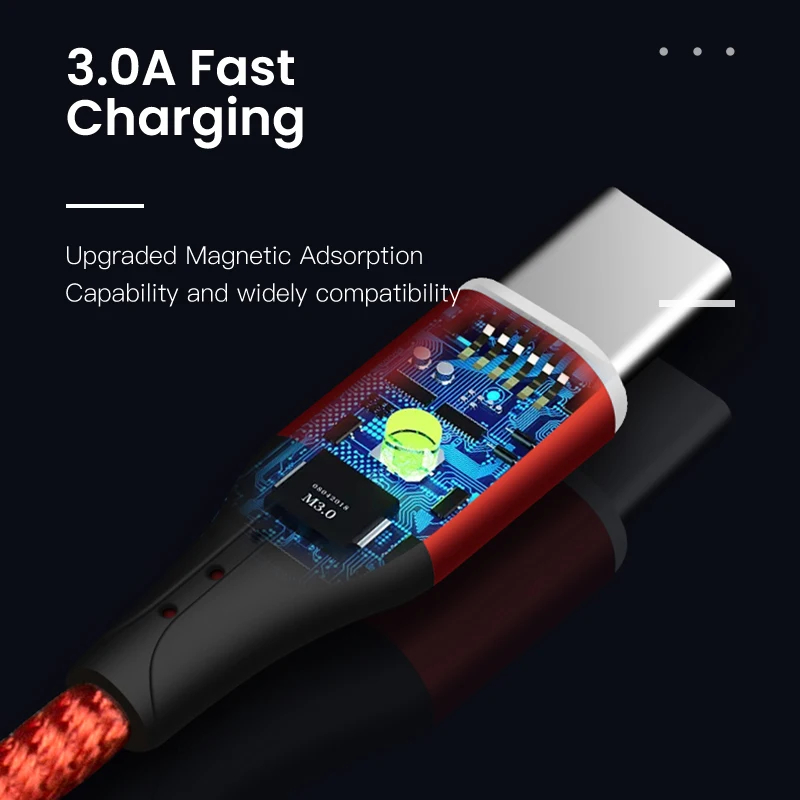 Amzish 3A Магнитный Micro USB кабель для iPhone samsung тип данных C usb Магнитный USB кабель micro usb быстрого зарядного устройства type c магнитный кабель micro usb магнитная зарядка шнур для зарядки телефона