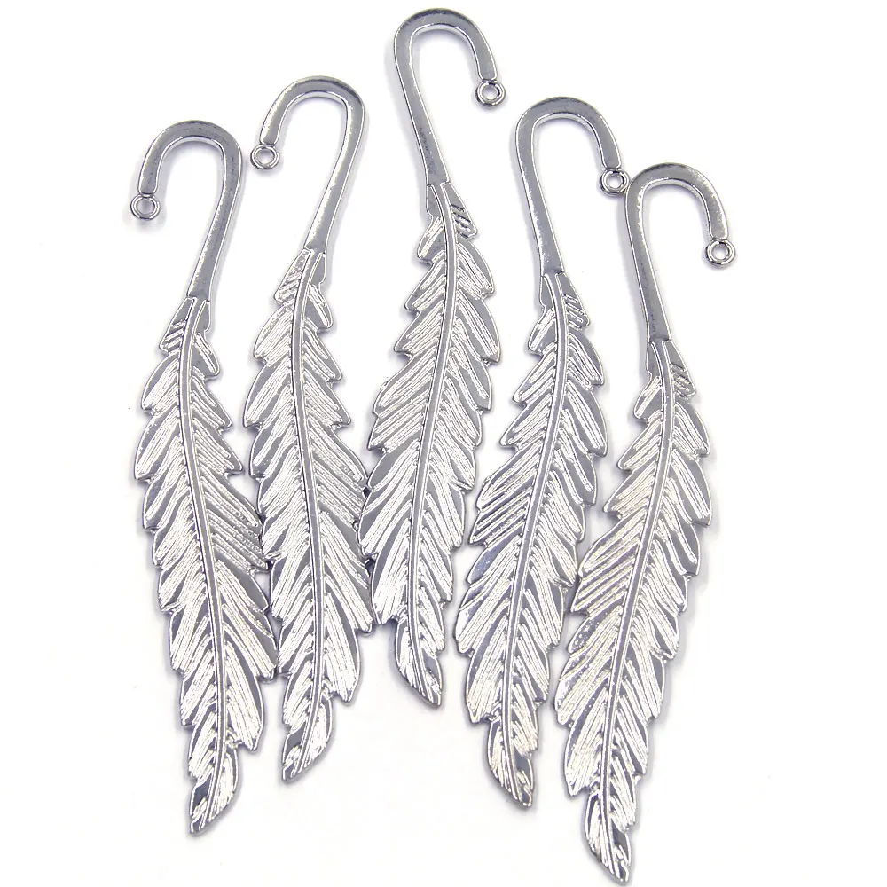 Bookmarks Feather Leaf Shape Silver Tone For Book Reading Crafts DIY Findings 143mm