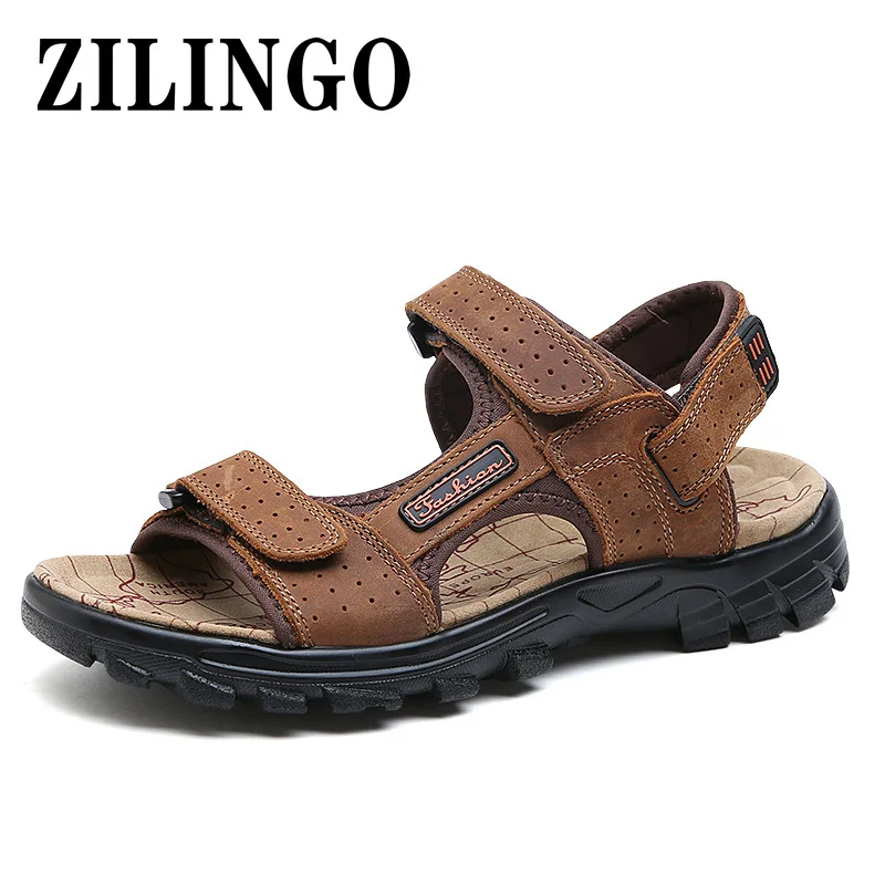 

Men's Sandals Summer Comfortable Leather Sandals Outdoor Walking Mens Casual Sneaker Men Beach Slippers Gladiator Sandals 38-46
