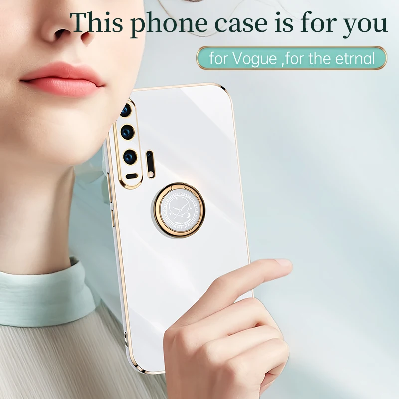 plating square ring holder phone case on for huawei nova 5t 3 3i 8 pro 3e 4e nova5t nova3 i nova3i luxury silicone stand cover free global shipping