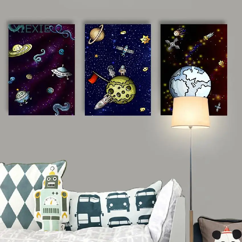 Мультяшная Вселенная декоративная живопись планета астронавт космический