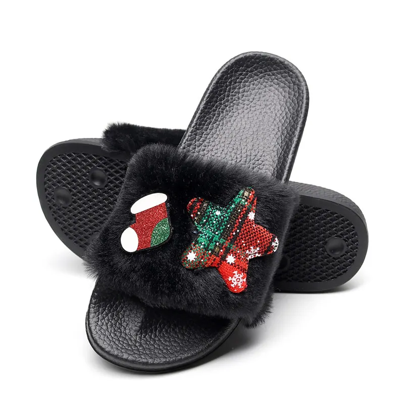 Рождественский подарок женские домашние тапочки обувь с искусственным мехом