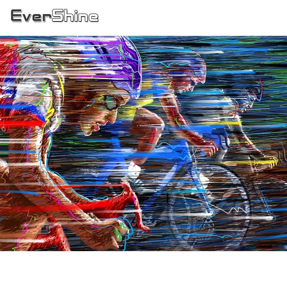 

EverShine Diamond Embroidery Cyclist Picture Of Rhinestones Diamond Painting Game Cross Stitch Diamond Mosaic Wall Decoration