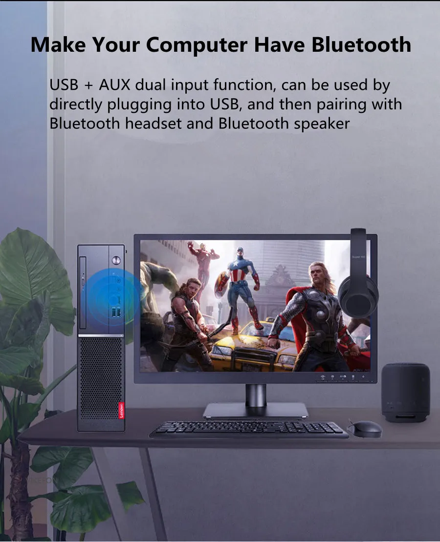 USB Bluetooth 5.0 + EDR Audio Transmitter for TV PC Driver-Free Dongle 3.5MM 3.5 Jack AUX Wireless Adapter | Электроника