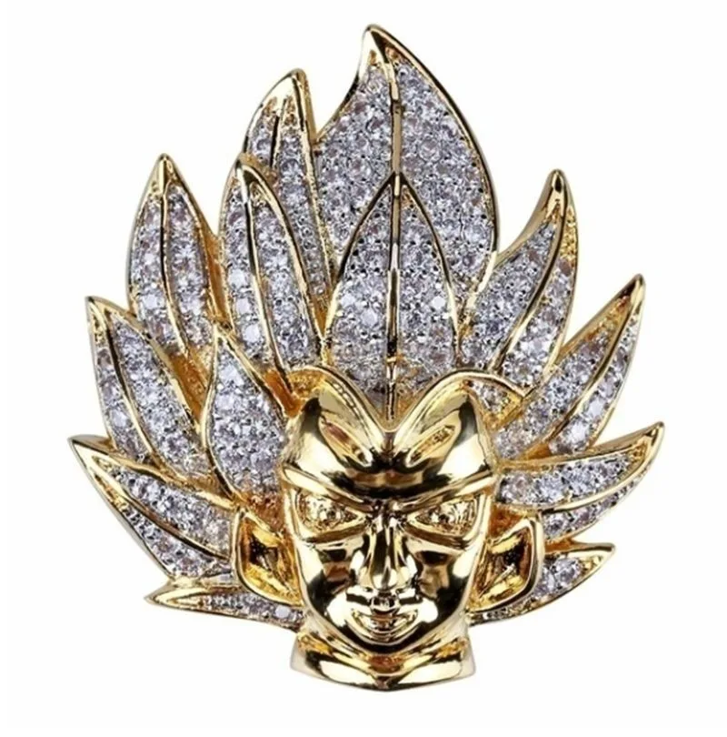 Хип хоп позолоченное микро ожерелье с подвеской в виде Персонажа Аниме Сон Гоку