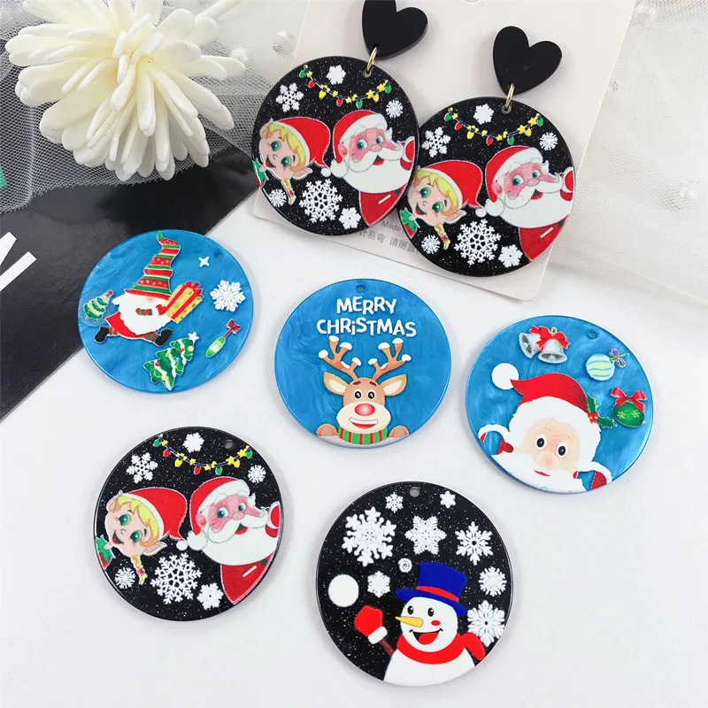 

Рождественский стиль 40 шт./лот 40 мм мультяшный узор Принт Геометрия округлая форма акриловые бусины diy ювелирные изделия серьги/аксессуары для одежды