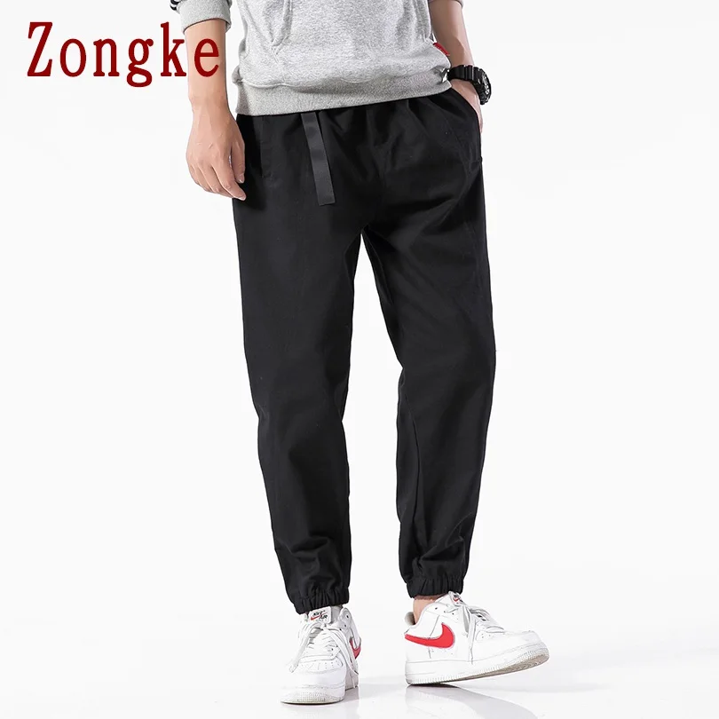 Zongke однотонные мужские штаны для бега брюки Мужские штаны уличная тренировочные штаны-шаровары штаны, мужские брюки 5XL хип хоп Осень новинка