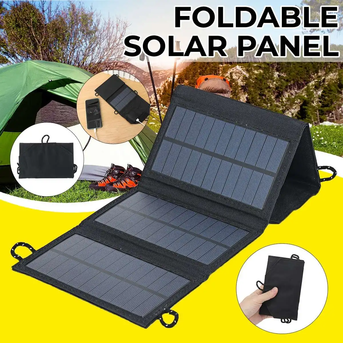 

Foldable 50W Solar Panel Charger Usb Solar Battery Pack Camping And Hiking Solar Charging Device Power Supply Outdoor Indoor
