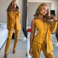 springautumn women suits fashion yellow bridal trousers 3 pieces evening party tuxedos mother of the bride formal work wear