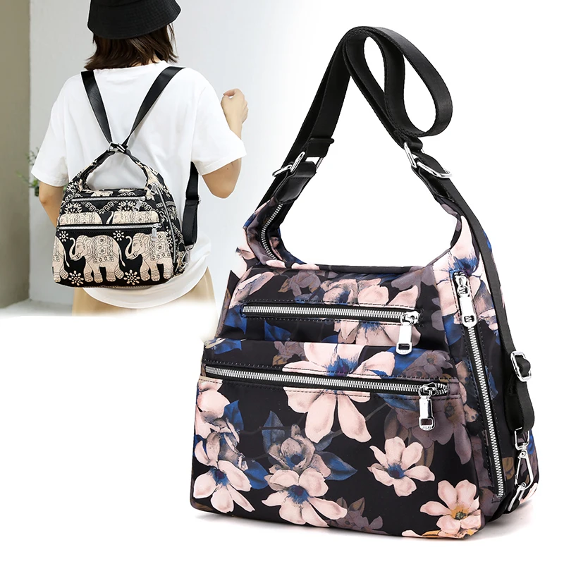 

High Quality Women's Double Shoulder bag Korean Female Messenger Bag Multifunctional Nylon CrossBody Bag Ladies Travel Handbag