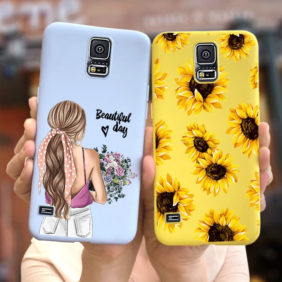 Стильный чехол с подсолнухом для Samsung Galaxy S5 G900F G900I мягкая тонкая задняя крышка S 5