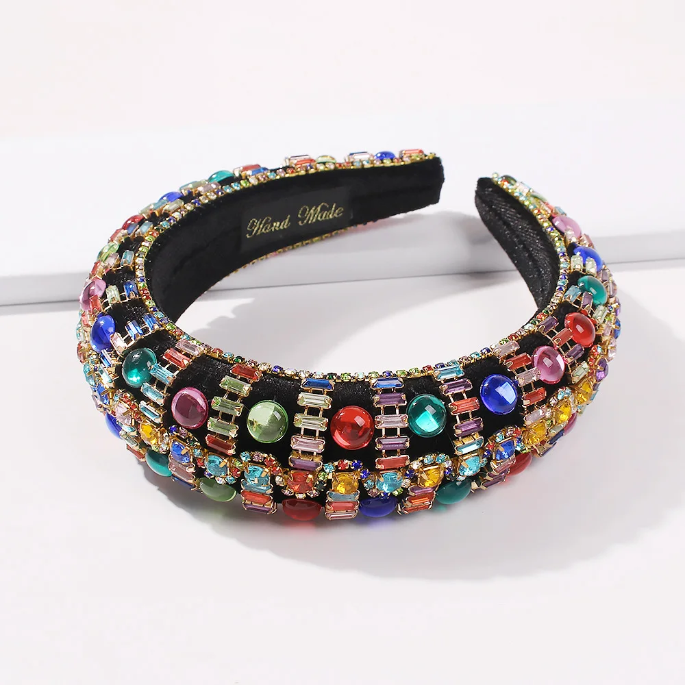 

Fashion Baroque Luxury Color Diamond Zircon Stone Headband Retro Palace Style Luxury Hair Accessories Headband