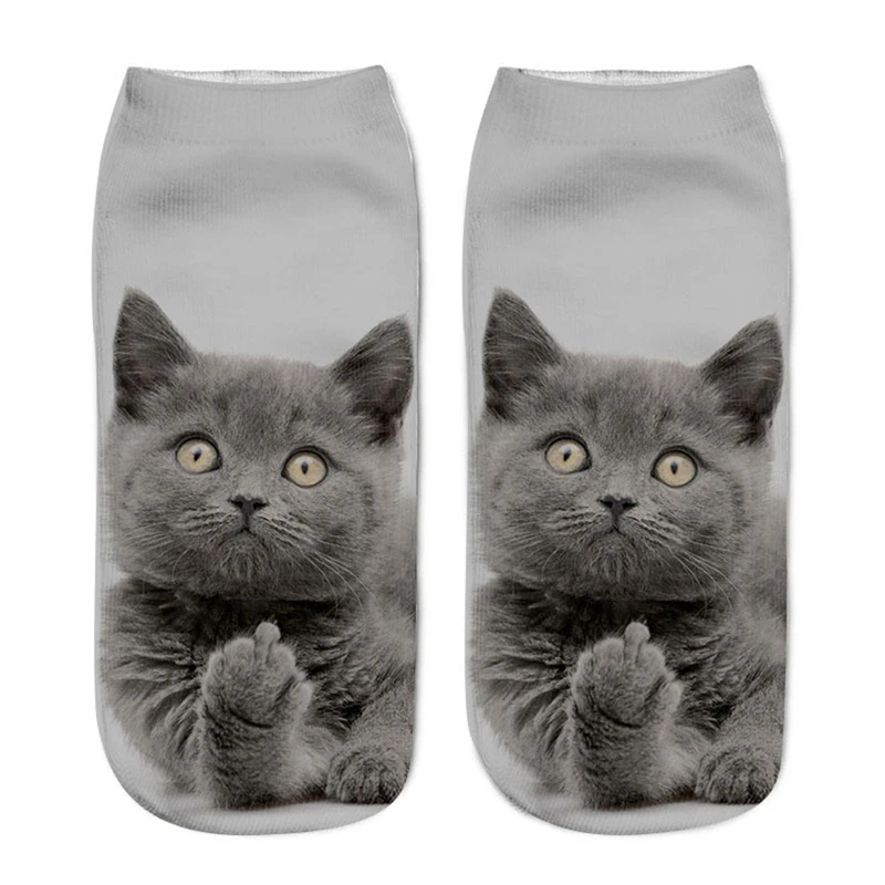3D LOS NI&Ntilde;OS Calcetines de oto&ntilde;o lindo gato impreso Unisex de moda, regalo de Navidad, calcetines de tobillo de corte bajo calcet&iacute;n divertido para 8-16T ni&ntilde;os-2