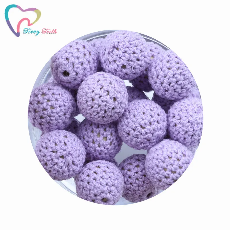 Teeny Teeth 10 PCS Lilac Round 16-20MM Knitting Cotton Crochet Wood Beads Balls DIY Decoration Baby Jewelry Necklace Sensory Toy | Украшения