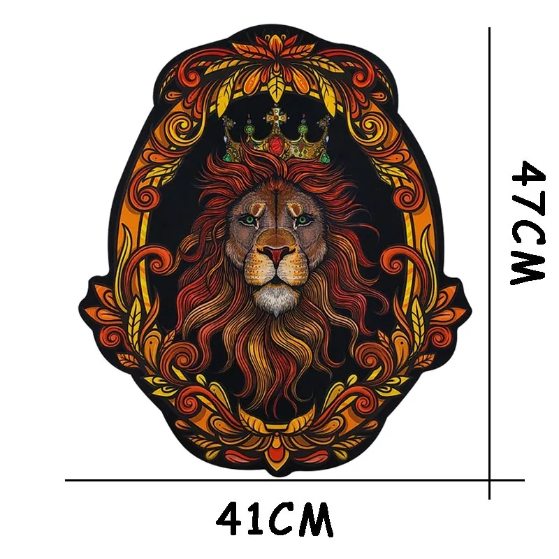 

DIY printing large embroidery big lion animal cartoon patches for clothing QR-14