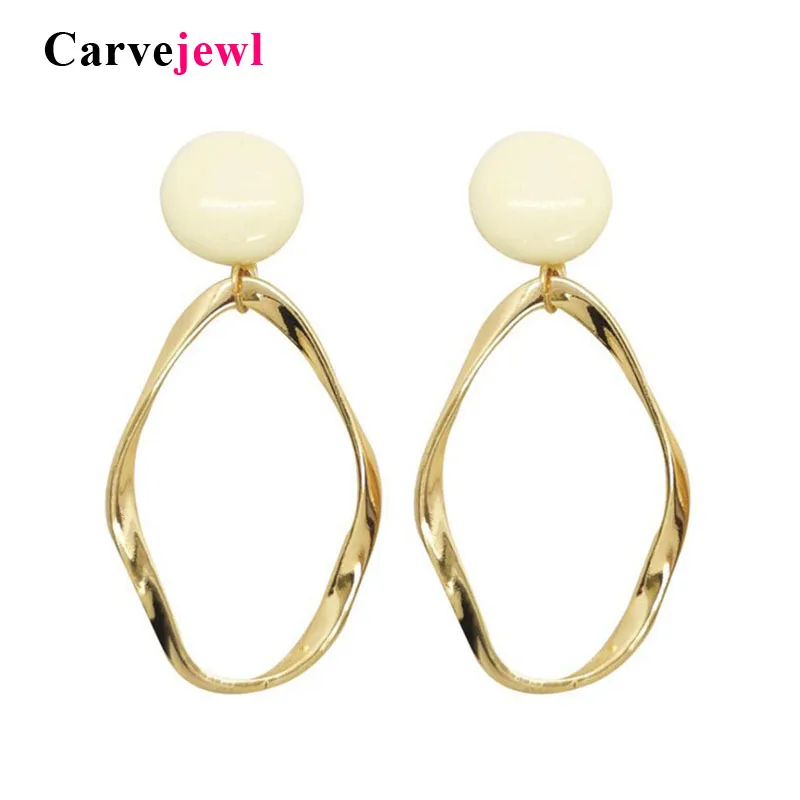 Серьги Carvejewl, простые, необычные, клипса геометрической формы, модные, темпераментные, круглые серьги из полимеров, Женские аксессуары для девочек