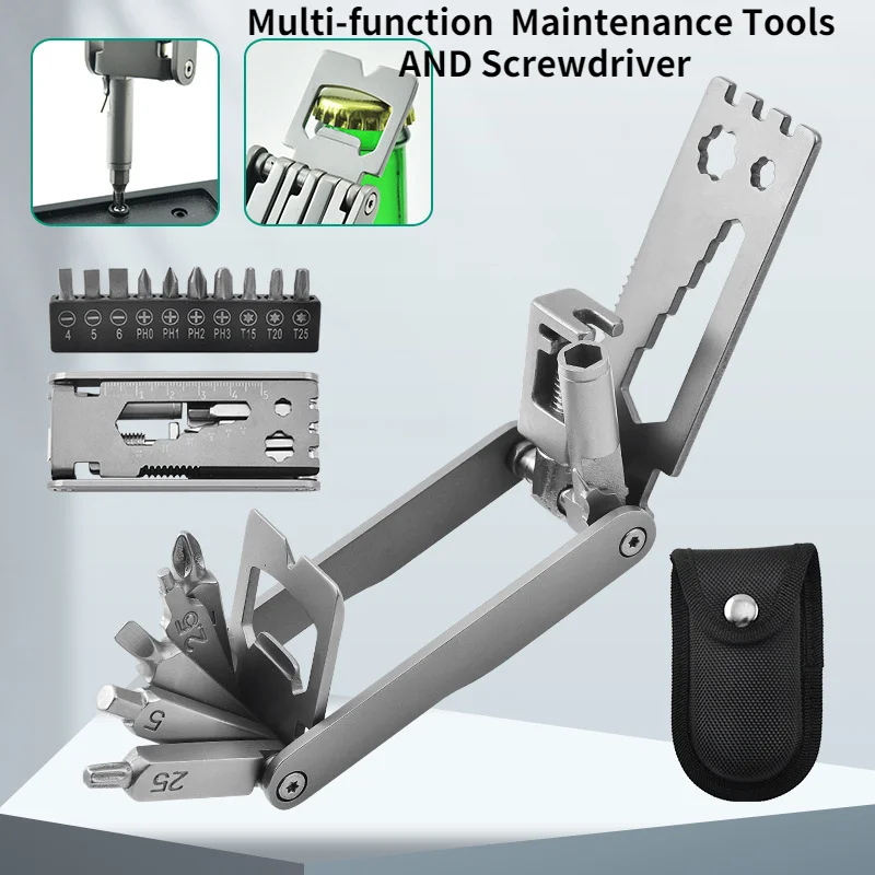 

Multifunction Tool/Stainless Steel Bolt Driver Tools Kit/ Friendly Wearable Bike Multitool Outdoor Tool