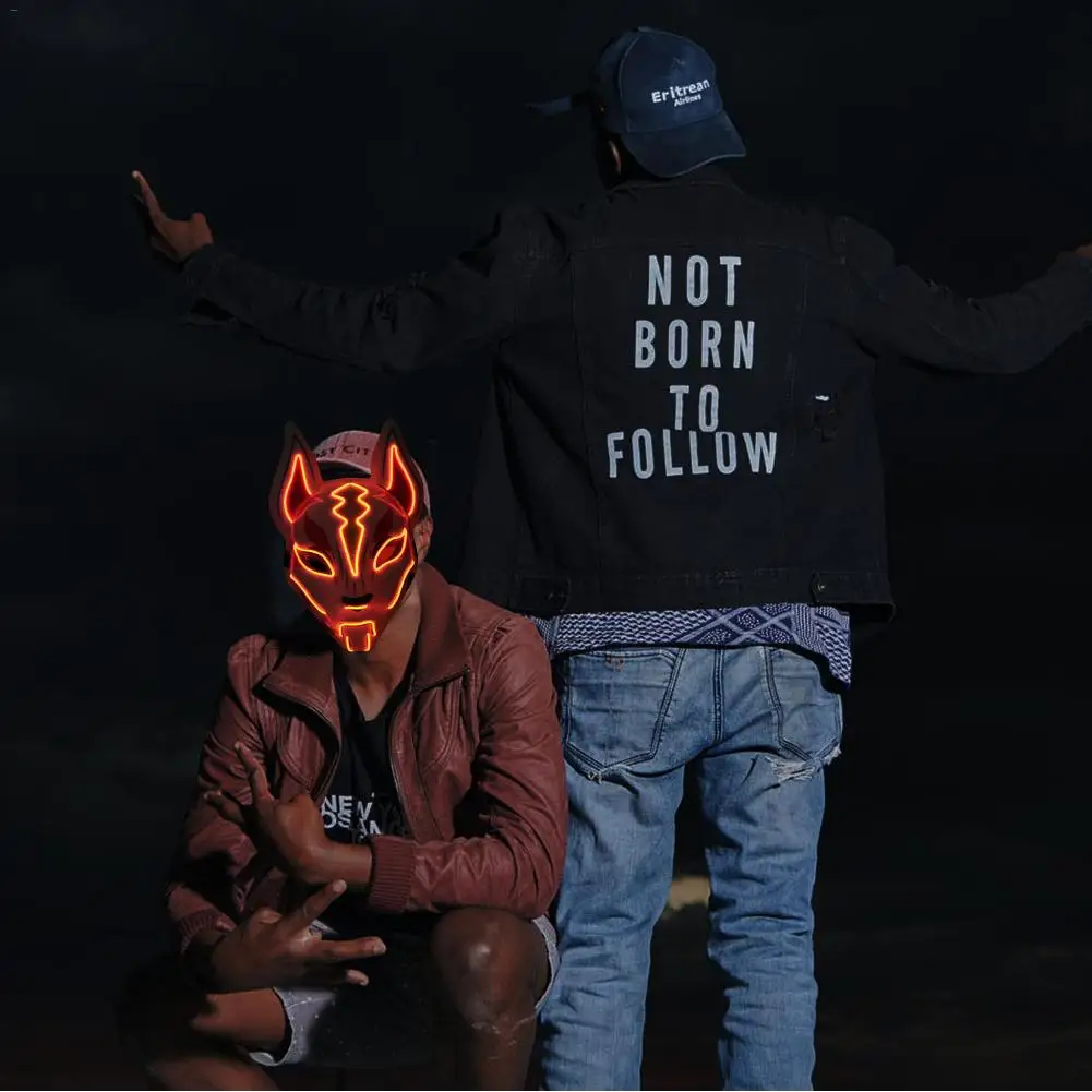 Маска лисы ручная раскрашенная маска полное лицо ПВХ освещение маскарадный