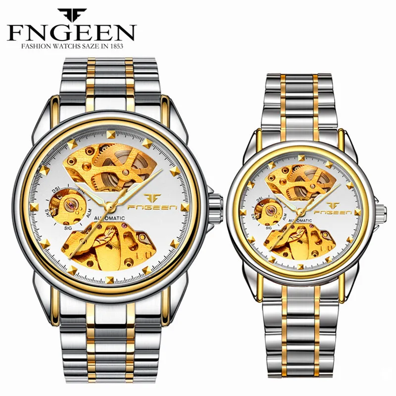 FNGEEN Fully Self Winding Automatic Watch for Men and Women Pair Watches Fashion Luxury Sports Mechanical Watches Couple Hours