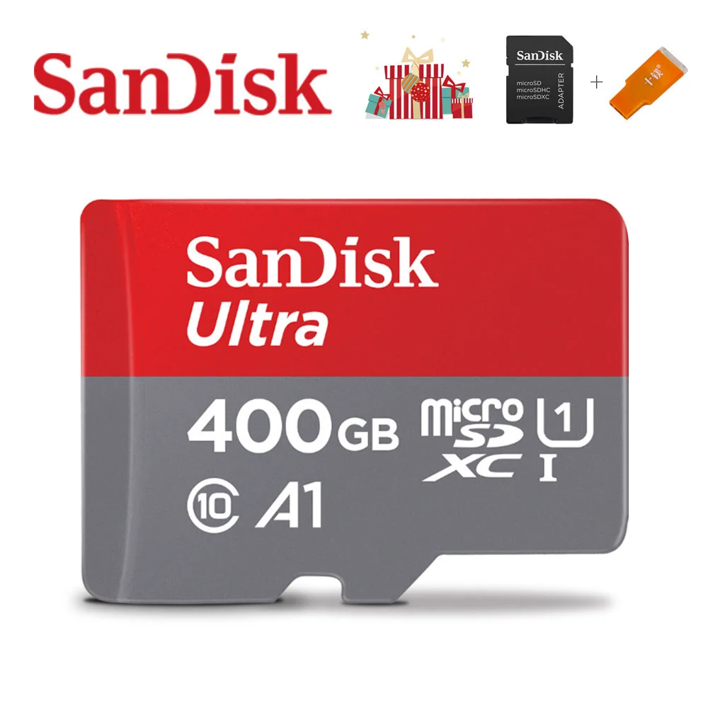 Флеш-накопитель SanDisk Memory Card A1 256 ГБ 200 ГБ 128 Гб 64 Гб U3 98 МБ/с. микро sd карты Class10 UHS-3 флеш-карта памяти Microsd TF/SD карты UHS-1 - Емкость: 400GB-Adpt-CR