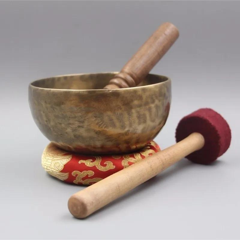 

Tibetan Buddism Handmade Copper Large Singing Bowl Bowls with Leather Sticker and Cushion Budismo Nepal