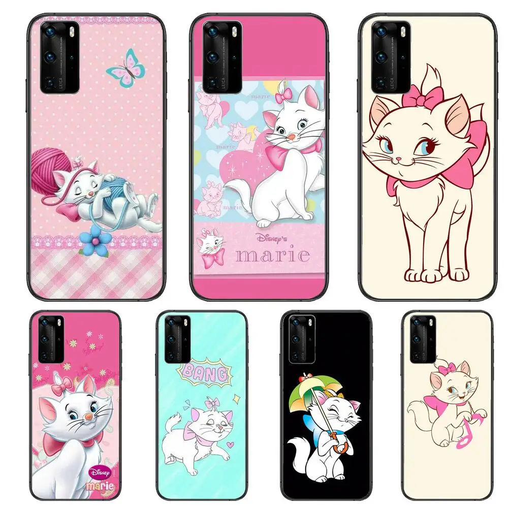 

Soft Marie Cat Phone Case For Huawei P40 p30 P20 10 9 8 Lite E Pro Plus Black Etui Coque Painting Hoesjes comic fas