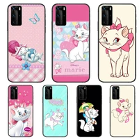 soft marie cat phone case for huawei p40 p30 p20 10 9 8 lite e pro plus black etui coque painting hoesjes comic fas