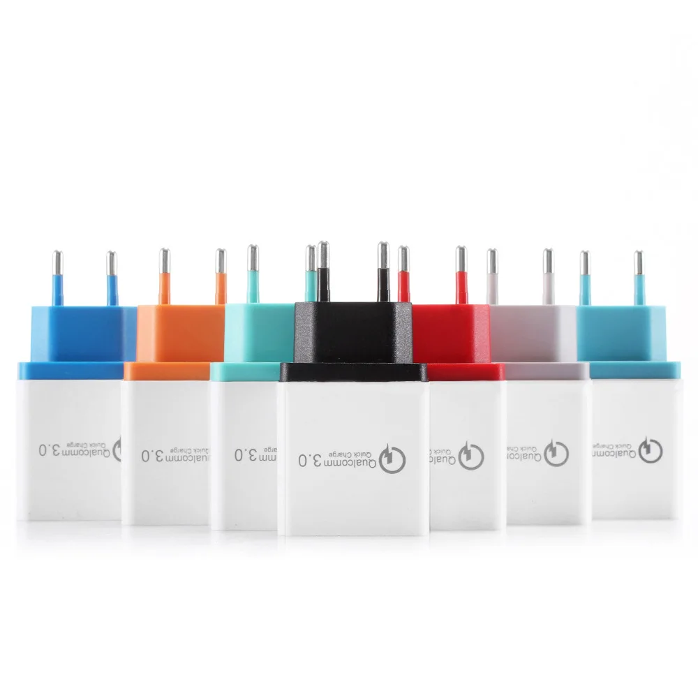 Бесплатная QC 3 0 18 Вт EU US 5V 3A Быстрая зарядка мобильного телефона USB зарядное