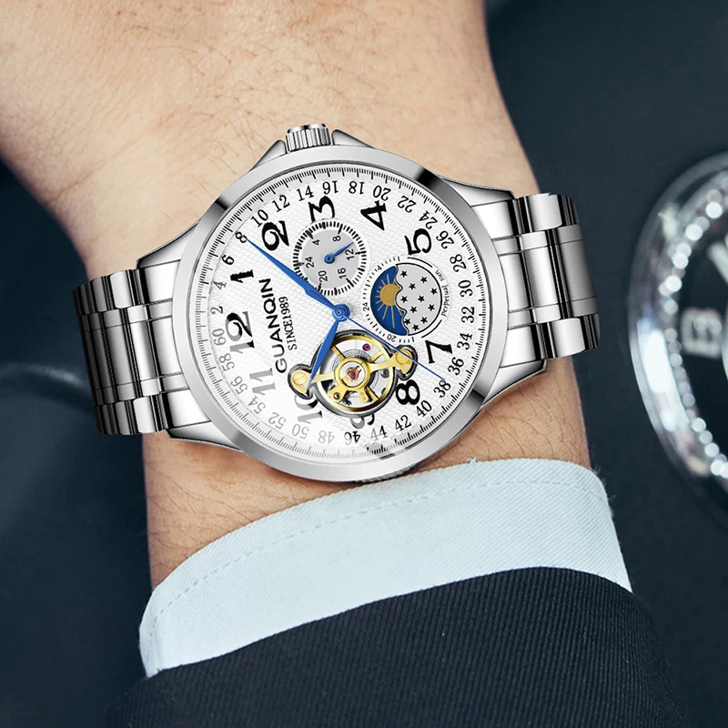 GUANQIN 2020 мужские часы Топ бренд класса люкс деловые автоматические турбийон