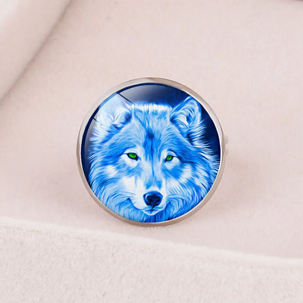 Кольцо FIMAODZ в виде воющего волка и цельной Луны кольцо с диким животным кольца