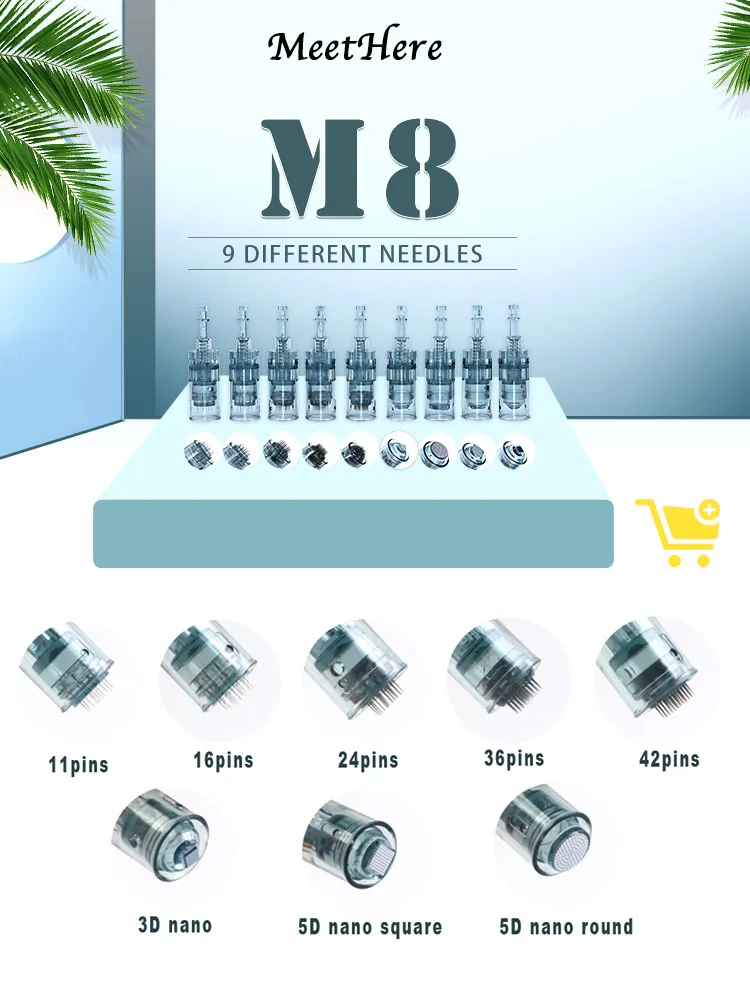 Dr pen M8 иглы для картриджей с 11 Pin 16 24 36 42 Round Nano 3D nano 5D