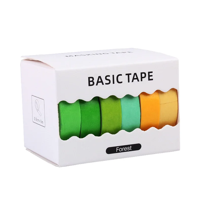 

6 New Colourful Green Pink Yellow Blue Washi Tape Set Designer Stationary Office School Supplies Macaroons Color Washi Tapes