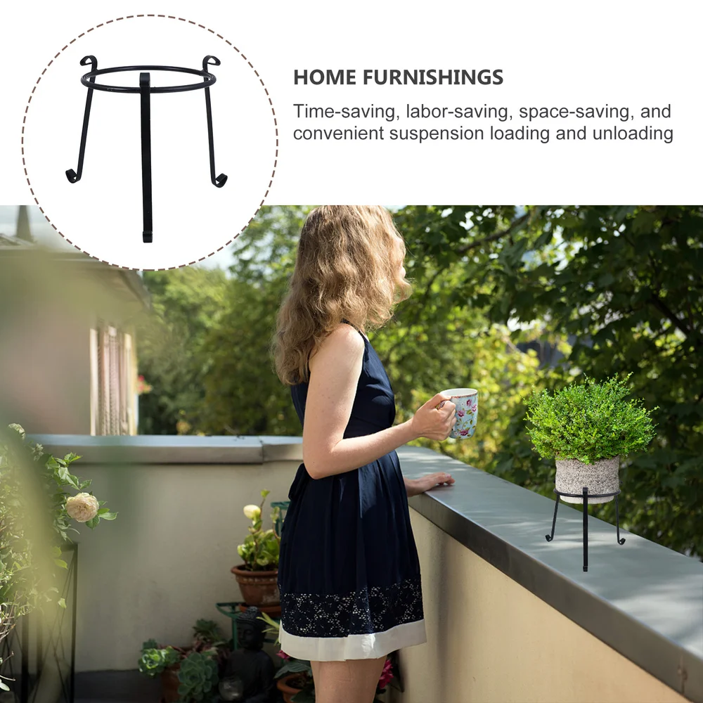 

Durable Flower Stand Holder Potted Plant Garden Patio Metal Display Rack (Black)