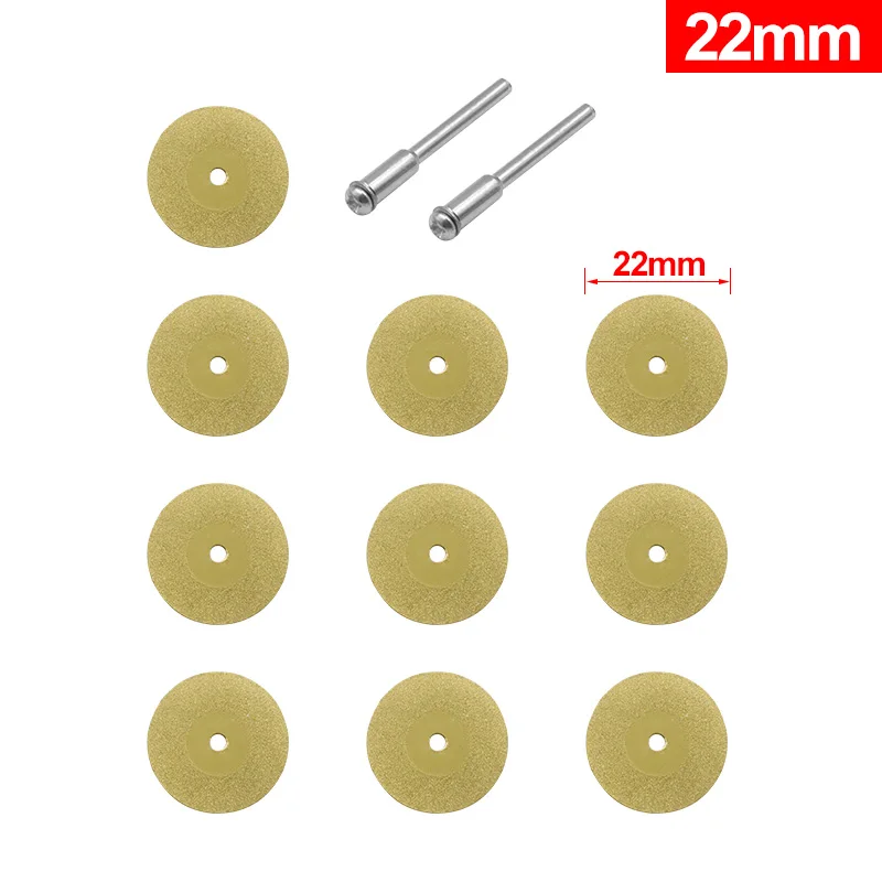 22mm 12pcs 12 шт. 1 Набор 16-60 мм Алмазная Пила дисковая режущий диск роторный инструмент титановое покрытие Алмазная режущий диск - Цвет: 22mm 12pcs