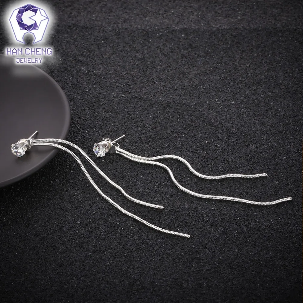 HanCheng Новые Модные посеребренные висячие серьги подвески с драгоценными камнями