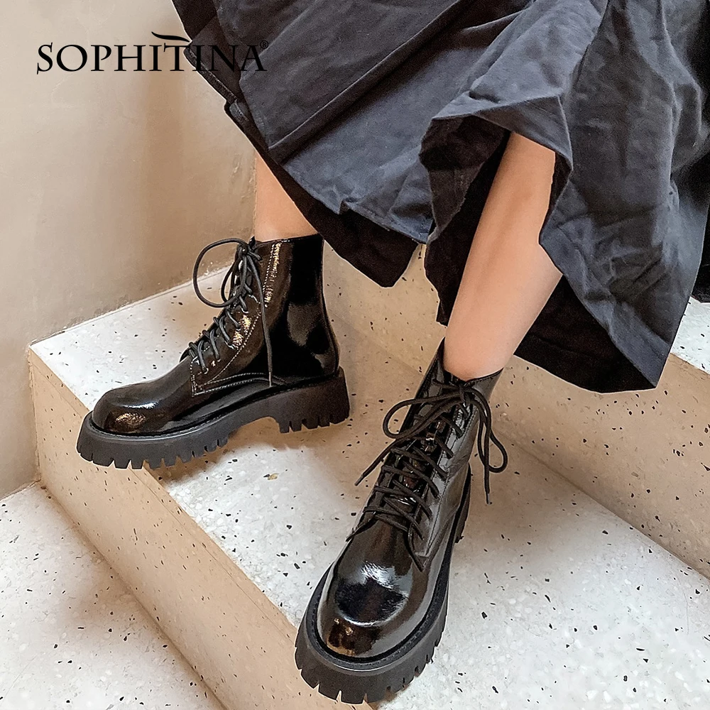 

SOPHITINA/женские ботинки; Модные женские ботильоны ручной работы из высококачественной кожи; Женские ботинки на шнуровке с круглым носком на п...