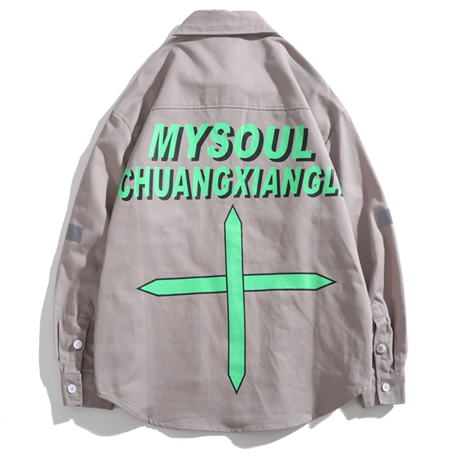 Мужские рубашки с буквенным принтом в стиле хип хоп Повседневная Уличная