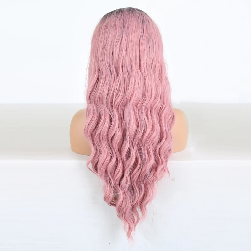 Парики из синтетического кружева спереди для женщин цвет Омбре розовый высокая