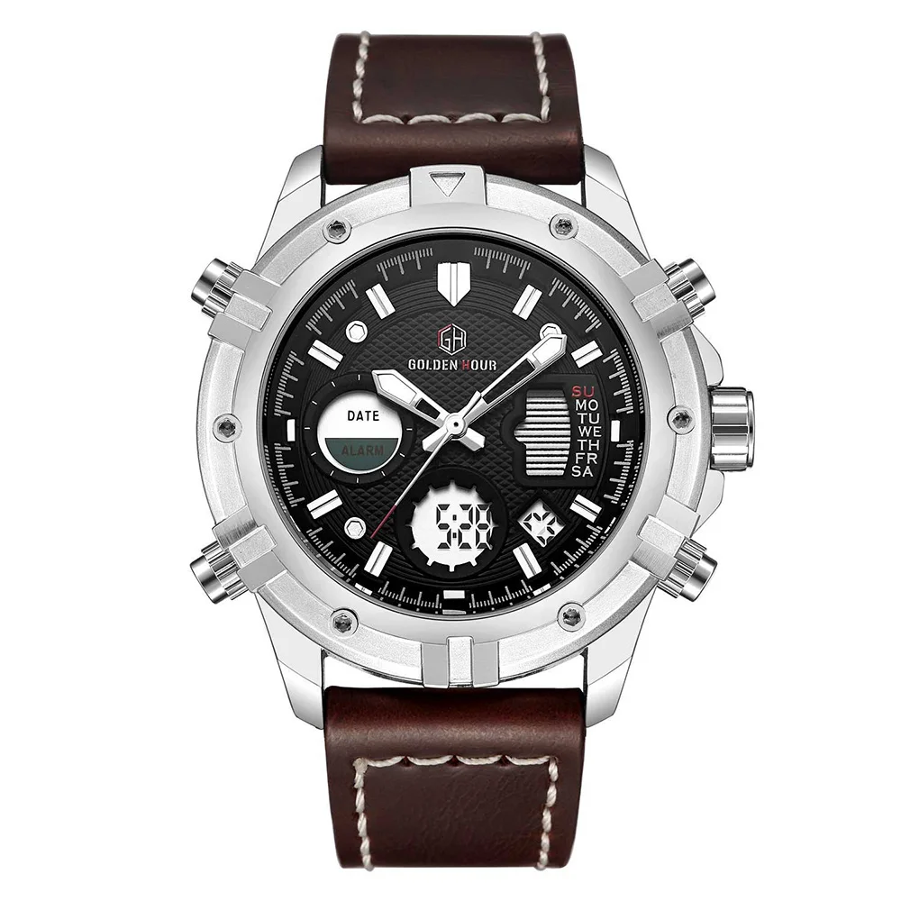 Военные часы мужские спортивные Роскошные Кварцевые Reloj De Hombre натуральная кожа
