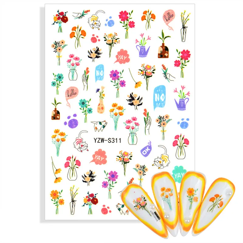 

1 шт. 3D стикер s для ногтей геометрические цветы линия букет лист дизайн ногтей искусство Декор Маникюр Наклейка слайдеры наклейка из фольги ...