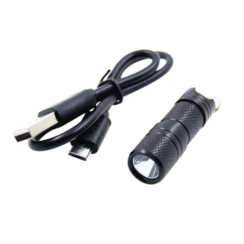 black Карманный мини usb зарядка светодиодный фонарик Электрический фонарь Портативный водонепроницаемый перезаряжаемый белый свет брелок Кемпинг Ночь чтение - Испускаемый цвет: black