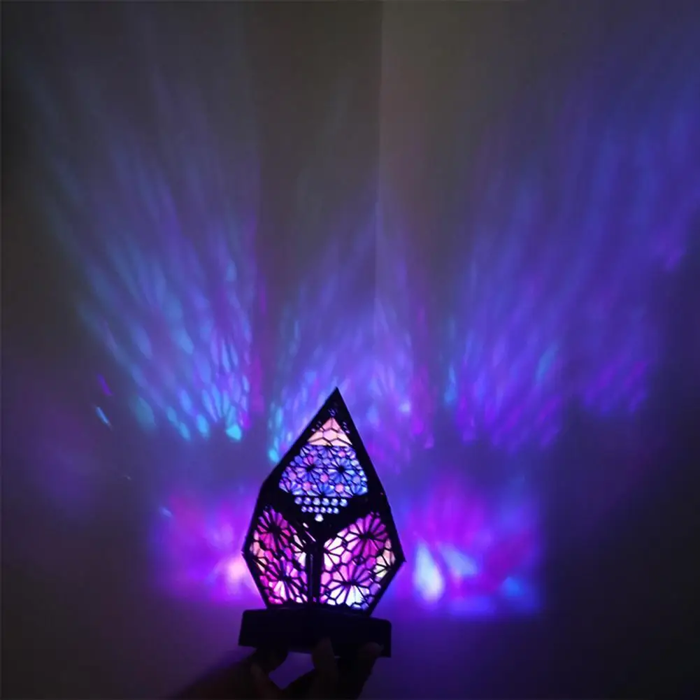 

Retro Style Projection Light Exquisite Wood Beautiful Taper Shape Floor Light for Kids Bedroom Wood Projection Night Light