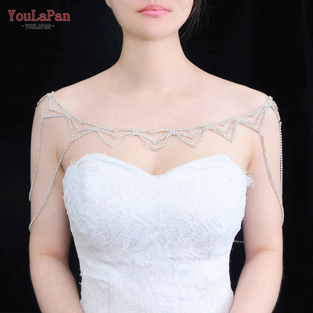 

YouLaPan G15 Gorgeously Wedding Dress Jacket Accessories Bride Shawl Beaded Cape Vintage Tallels Diamonds for Marriage Party
