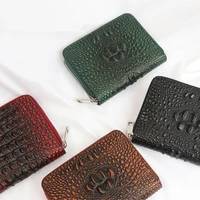 2020 new crocodile pattern embossed cow leather card holder wallet fashion genuine leather zipper wallet id credit card holder