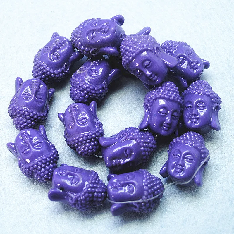 Purple 10 шт. талисманы с головой Будды Бусины аксессуары большие размеры 18x25mm много цветов доступны Топ Модный чехол типа «сделай сам, соединительное устройство, ювелирная работа - Цвет: Purple