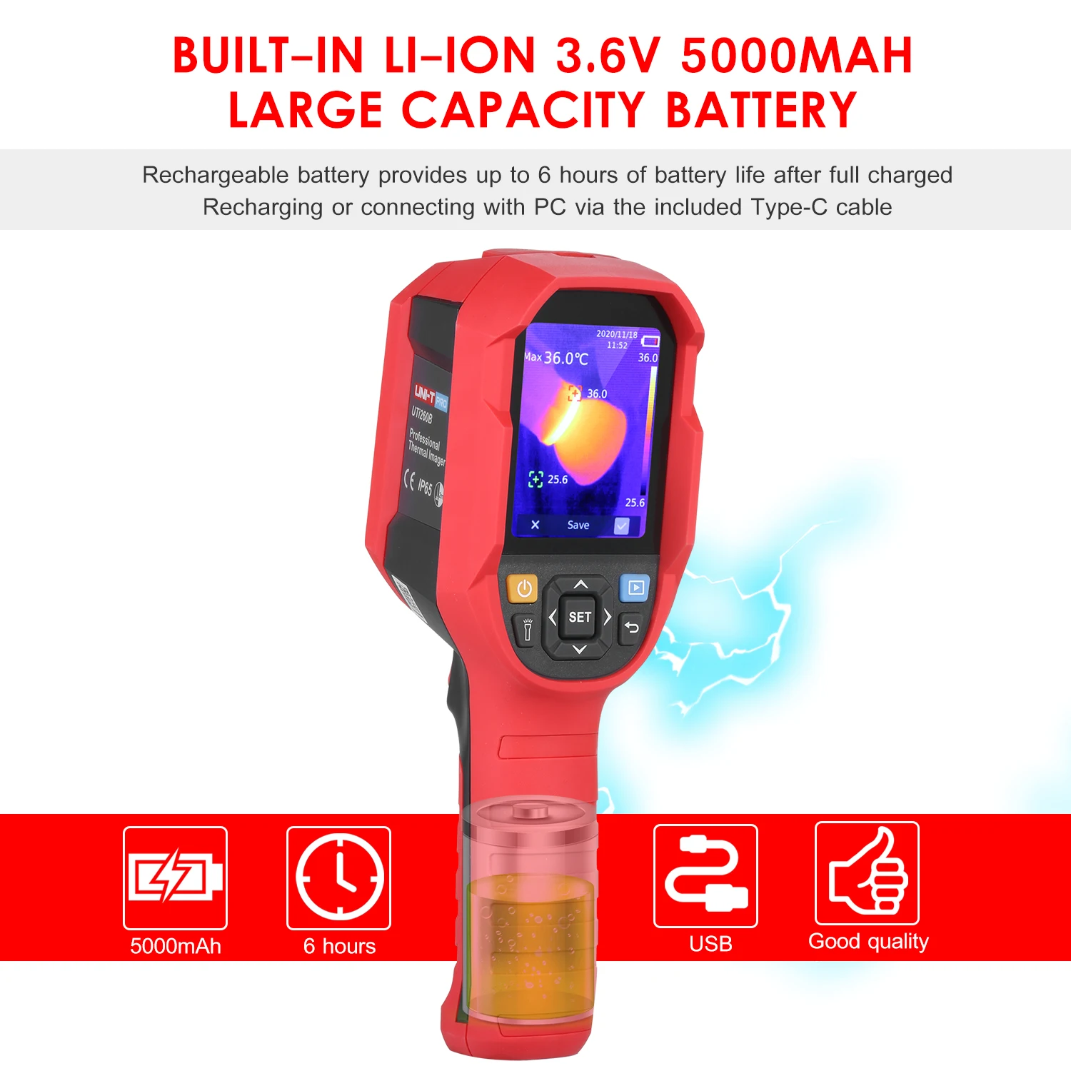 

Thermal Imager High Accuracy Portable Handheld IR Infrared Thermal Imaging Camera 2.8'' TFT LCD Display Night Vision Device