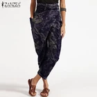 Брюки ZANZEA Женские винтажные с цветочным принтом, повседневные шаровары на молнии, длинные брюки-Палаццо с репкой, лето 2021