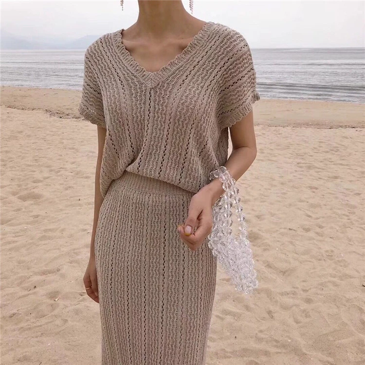 Colorfaith 2020 New Summer Woman 2 Piece Sets Matching Long Skirts High Waist Knitting Casual Fashionable Elegant Suits WS2883 | Женская
