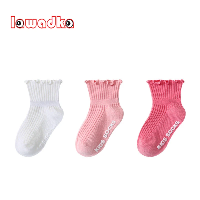 

Lawadka 3Pairs/Set Cotton Newborn Baby Girl Socks Spring Autumn Infant Toddler Soft Ruffle Anti Slip Floor Sock For Girls 0-7T