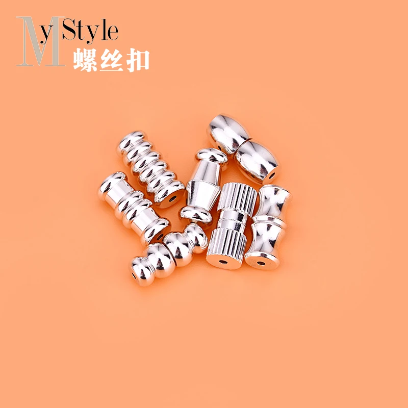 

925 sterling silver jewelry accessories, bone screw button, bamboo screw button, handmade DIY beading material accessories